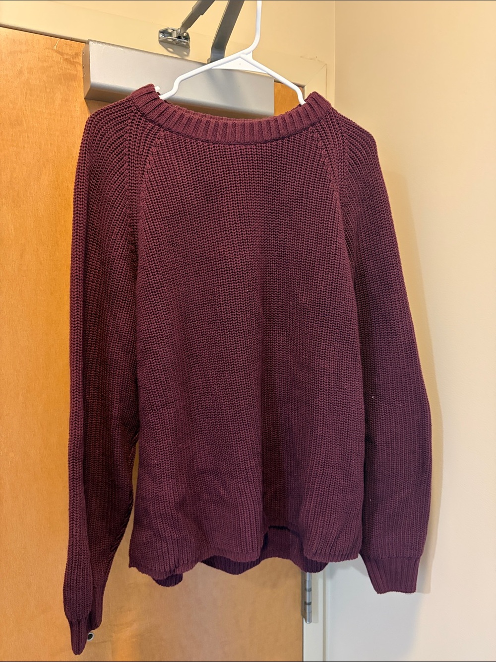 Sweet Knit Menswear Crewneck Sweater in Deep Wine